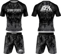 Nouveauté : Ensemble Rashguard Homme Sans Gi, T-shirt de Compression à Manches Courtes et Short de Boxe, Tenue de Combat en Spandex/Polyester Respirant
