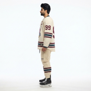 Maillot de hockey sur glace vintage classique d'hiver personnalisé - Uniforme pour homme adulte en maille respirante 100 % polyester sublimé OEM - Product Image 3