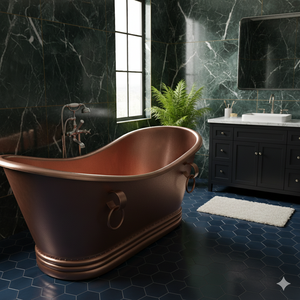 Elegante Bañera Independiente de Cobre Hecha a Mano, Rectangular, Acabado Antiguo de Lujo, Fabricante y Proveedor ODM OEM de Marca Privada - Product Image 3