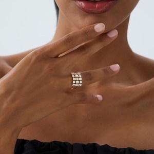 Moissanite <b>Emerald</b> & Round Cut Diamond Three Row Band <b>Ring</b> For Gold Plated Original 925 <b>Silver</b> Fine Modern Jewelry For Wedding - Product Image 5