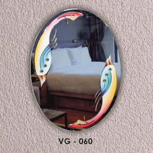 Oval V-Groove <b>Mirror</b> with Contemporary Design with Bevel Edges Frameless <b>Wall</b>-Mounted Lightweight Eco-Friendly Art Decor - Product Image 2