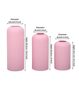Juego de Jarrones de Cerámica, Diseño Acanalado Rosa Mate, Decoración Minimalista para Mesa, 8-16 Pulgadas - Product Image 5