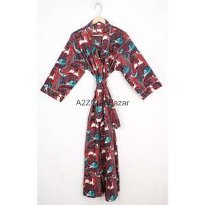 Kimono de Mujer 100% Algodón, Romántico, Sexy, con Estampado Floral, Transpirable, Largo, para Primavera/Verano, Ropa de Dormir, Traje de Playa - Product Image 1
