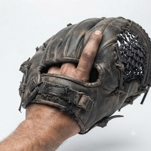 Gant de baseball en cuir de qualité supérieure pour l'entraînement sportif, modèle H-Web, pour droitier, doigts entièrement couverts, avec fermeture auto-agrippante pour l'extérieur. - Product Image 4