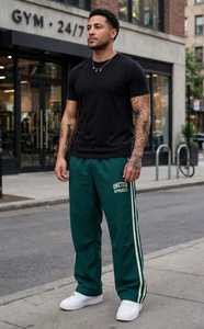Conjunto Deportivo 2 en 1 para Hombre ONETEN, Color Verde con Bloques de Color y Rayas, Logotipo Bordado, Manga Corta - Product Image 6