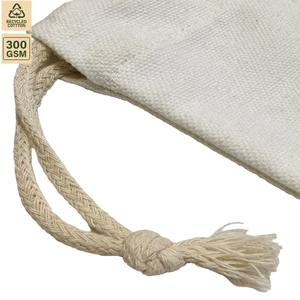 300 GSM Non Laminated Cotton <b>Canvas</b> <b>Drawstring</b> Gift <b>Bag</b> Gift Packaging 18x20 cm Flat Custom Logo Wholesale OEM Model SS192 - Product Image 3