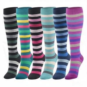 Crew <b>Socks</b> Geometric Pattern Blue Breathable Running <b>Socks</b> for Adults Spring Season - Product Image 3