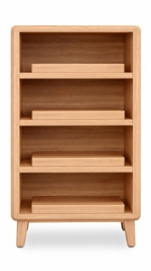 Librería Moderna de Madera de Mediados de Siglo, con 4 Niveles, Independiente, Mueble para Sala de Estar, Unidad de Almacenamiento para Oficina en Casa, Panel Trasero con Exhibidor - Product Image 4