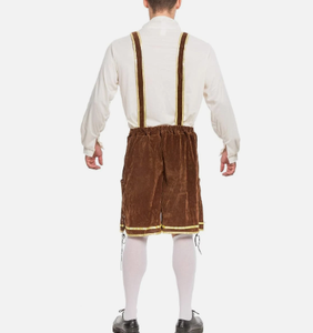 Pantalones Cortos Tradicionales Bávaros de Cuero para Hombre, Bordados, Color Marrón, Cintura Alta, Casuales, Transpirables, Ecológicos, Impermeables, con Frente Sólido - Product Image 4