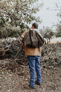 Porte-bûches en toile cirée pour grand format, pour le transport de bois de chauffage, avec poignées en cuir pour le rangement et le transport du bois - Product Image 6