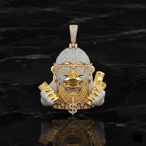 Colgante de Mono Iced Out Chapado en Oro de 18K con Moissanita, Estilo Hip Hop de Dibujos Animados, Joyería para Hombre, Colgante Bicolor Bling para Raperos - Product Image 2