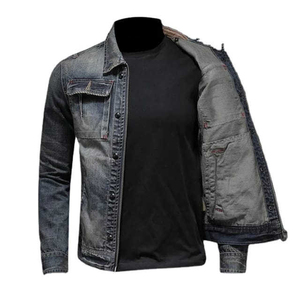 Plus Size Breathable <b>Top</b> Class Fashionable Denim Jacket Turn-down Collar Style Slim Fit Autumn Style Regular Sleeve Men's Jacket - Product Image 3