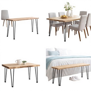 Pieds de table en acier massif de 3/8 po, robustes, capacité de 880 lb, 16 po, 4 pièces, pieds en métal pour banc, table basse, bureau, meubles DIY EDPTBL015 - Product Image 1