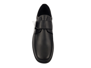 Zapatos de Vestir de Cuero Negro para Hombre, Sin Cordones, Punta Redonda, Cierre de Velcro, Entresuela Acolchada de EVA, Suela de Goma, para Oficina y Carrera Profesional - Product Image 2