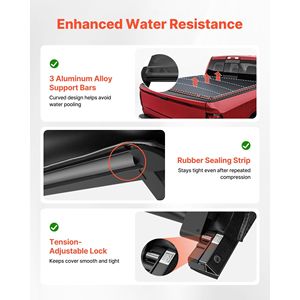 Copertura Morbida Avvolgibile per Cassone del Pickup Compatibile con Dodge Ram 1500 Classic 2019-2024 e Ram 2500 3500 2003-2025, Adatta per Cassoni da 6,4 Piedi (6'') - Product Image 3