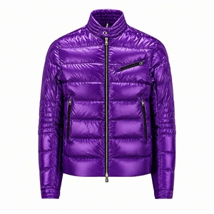 Veste matelassée unisexe à col montant et capuche, respirante, coupe-vent, fermeture éclair, décontractée, pour l'hiver, coupe classique, couleur unie - Product Image 3