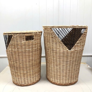 Juego de Cestas de Ratán con Marco de Hierro Ecológico (Juego de 3) – Tejido Mixto Blanco y Marrón - Product Image 6