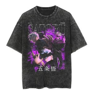 Camiseta holgada gráfica vintage lavada con cuello redondo, estilo oversize Y2K, streetwear, hip hop, urbana, con efecto stonewashed y corte boxy. - Product Image 5