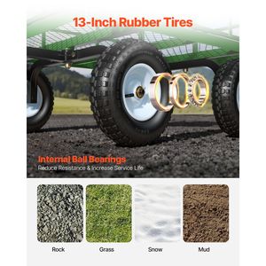 Chariot de jardin en acier robuste de 1200 lb - Remorque utilitaire en métal traînable pour cour - Product Image 5