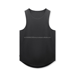 2024 Custom Gym Vests for Men Sleeveless Cotton Tank <b>Tops</b> with Dropped Armhole Plain T Shirts - Product Image 5