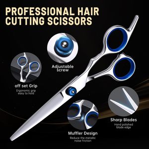 Ensemble de ciseaux à cheveux en acier inoxydable, ciseaux de coupe professionnels pour salon de coiffure avec peignes et étui pour coiffeur - Product Image 2