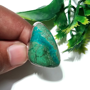 Natural Chrysocolla Gemstone <b>Ring</b> in 925 Sterling Silver <b>Ring</b> Adjustable Blue Green Statement <b>Ring</b> for Women - Product Image 6