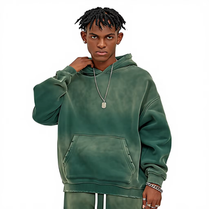 Sweat-shirts personnalisés pour hommes, coupe ample, à capuche, effet délavé, en molleton 100% coton écologique, 430 g/m², noir vintage - Product Image 1