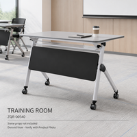 Table de formation pliante moderne ArchieLeap ZQR-00540 avec roulettes, panneau de modestie noir, plateau gris clair, pieds métalliques, idéale pour les réunions de bureau flexibles