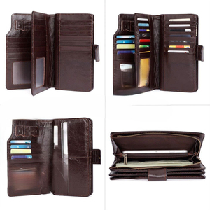 Trendy Custom Genuine Leather Long <b>Wallet</b> Unisex Fold Closure Minimalist Design Daily Use Brown Color Long <b>Wallets</b> - Product Image 6