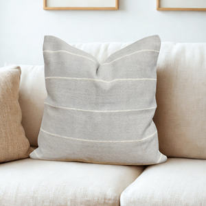 Housse de coussin bohème tissée à la main, durable, carrée, à rayures neutres, pour canapé, fauteuil, décoration, d'Inde - Product Image 3