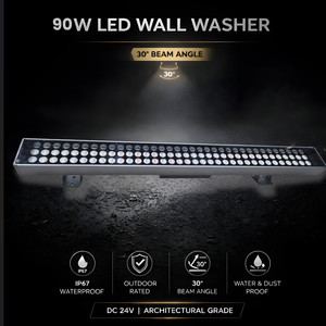 The 90W wall <b>washer</b> provides high brightness for large architectural structures and commercial applications. - Product Image 5