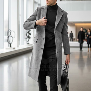 Manteau long élégant en laine pour homme – Vêtement d'hiver haut de gamme, coupe moderne, bordure en fourrure, personnalisable, directement de l'usine - Product Image 3