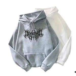 Sudadera con Capucha Extra Grande para Hombre, Gris y Blanca, de Algodón French Terry, Casual, Manga Larga, con Bolsillo Frontal y Estampado, Estilo Urbano Otoñal - Product Image 2