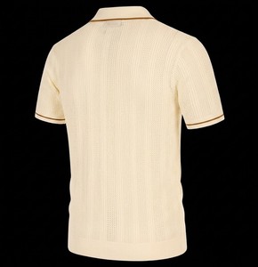 Vintage Mens Regular Fit Polo Shirt Button Through Mesh Texture <b>Short</b> <b>Sleeve</b> Knitted <b>Cardigan</b> Casual Slim Fit Retro Summer - Product Image 3