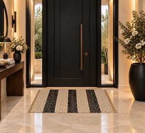 Natural Cotton <b>Black</b> Beige Woven Braided Bath <b>Mat</b> Geometric Textured Contemporary Bathroom Floor <b>Mat</b> Home Decor - Product Image 6