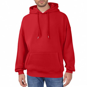 Wholesale Heavyweight 100% Cotton Fleece Pullover <b>Hoodie</b> Custom Logo Men Streetwear <b>Red</b> Color Long Sleeve Front Pocket <b>Hoodie</b> - Product Image 1