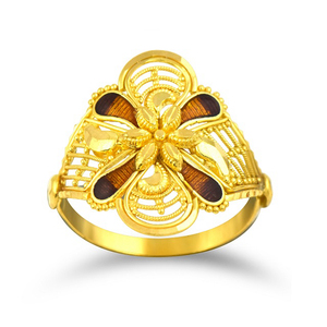 18K Yellow Gold Antique Floral Filigree Designer <b>Statement</b> <b>Ring</b> <b>for</b> <b>Women</b> Traditional Gold Handcrafted Floral Filigree <b>Ring</b> - Product Image 1