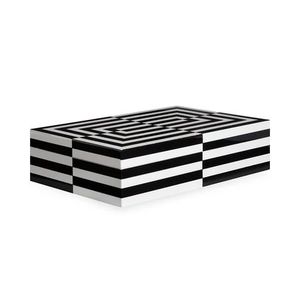 Rectangular Wooden Jewelry Box with Geometric Inlay Design Modern Storage Box for Living Room Resin Craft - Product Image 2
