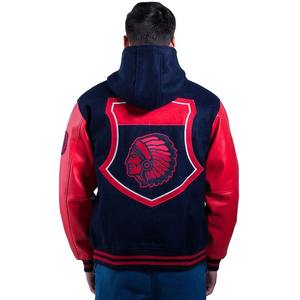 Chaqueta universitaria personalizada para hombre 2025 con manga de cuero de lana y chaqueta de béisbol universitaria para hombre con cuello levantado para primavera - Product Image 2