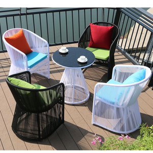 5-Piece Modern Eco-Friendly Outdoor Rope Rattan Furniture Set 4 Chairs + 1 <b>Coffee</b> <b>Table</b> Waterproof Cushions | Villa & Park Use - Product Image 3