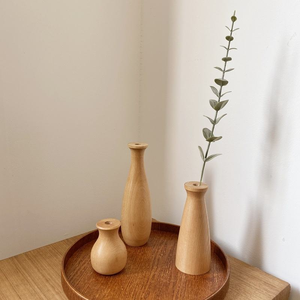 Vase en bois massif léger de style classique pour arrangement floral, décoration d'intérieur, présentation au sol, Nouvel An, Pâques, 100% naturel - Product Image 3