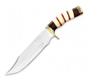 Custom Handmade Fixed Blade Outdoor Utility <b>Knife</b> Wood <b>Bone</b> <b>Handle</b> with Leather Sheath - Product Image 5