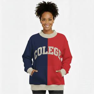 Sudadera de punto de invierno de nuevo estilo, premium, oversize, con cuello simulado, lentejuelas frontales y ajuste holgado, marca privada. - Product Image 5