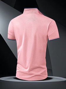 Men's Cotton Polo Shirt Short Sleeve Embroidered Logo Breathable Casual Knitted Solid Color Front Design - Product Image 2