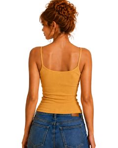 Top corto de tirantes finos con encaje y canalé para mujer, de algodón, ajustado, informal, de verano, estilo camiseta sin mangas, a la moda. - Product Image 2