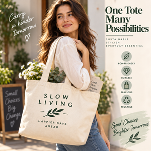 กระเป๋าผ้าแคนวาสแบบสั่งทำ Slow Living ดีไซน์มินิมอล ลายใบไม้พิมพ์ลาย ใช้ได้ทุกฤดู สำหรับช้อปปิ้งและเดินทาง - Product Image 5