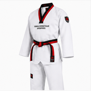 Uniforme de Taekwondo Khawaja Rafique Ullah Enterprises, Blanco, de Algodón Transpirable, Unisex, para Adultos, Ropa de Artes Marciales - Product Image 4