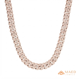 Collar de Lujo con Eslabones Cubanos de Moissanita Baguette, Chapado en Oro Rosa sobre Plata 925, Estilo Hip Hop, Regalo de Boda y Compromiso para Mujeres y Hombres - Product Image 1