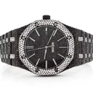 Bijoux noirs de l'océan A.P. Montre de luxe à la mode en alliage de moissanite VVS 20 mm avec cadran en verre bicolore pour hommes à bas prix - Product Image 1