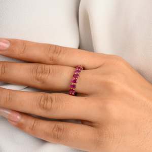 14K Solid Gold Genuine <b>Ruby</b> 4.67 Ct Full <b>Eternity</b> Wedding Band <b>Ring</b> - Product Image 1